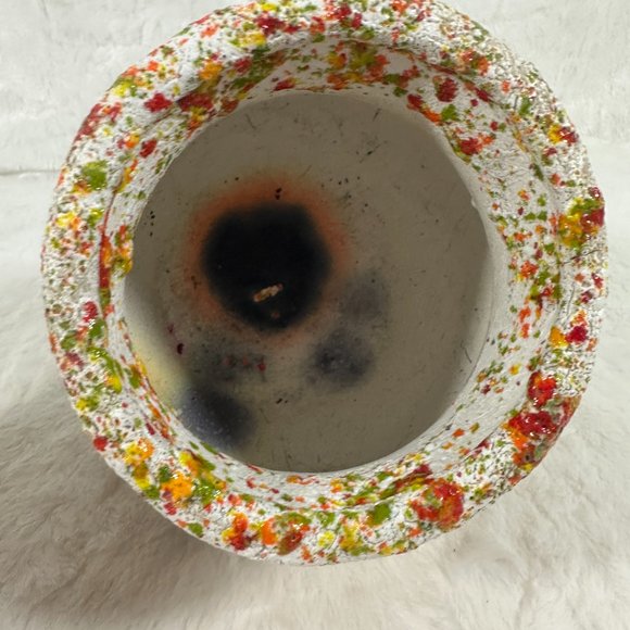Vintage MCM Retro Art Pottery Bowl Vase Planter Confetti Signed rough texture - Picture 5 of 9